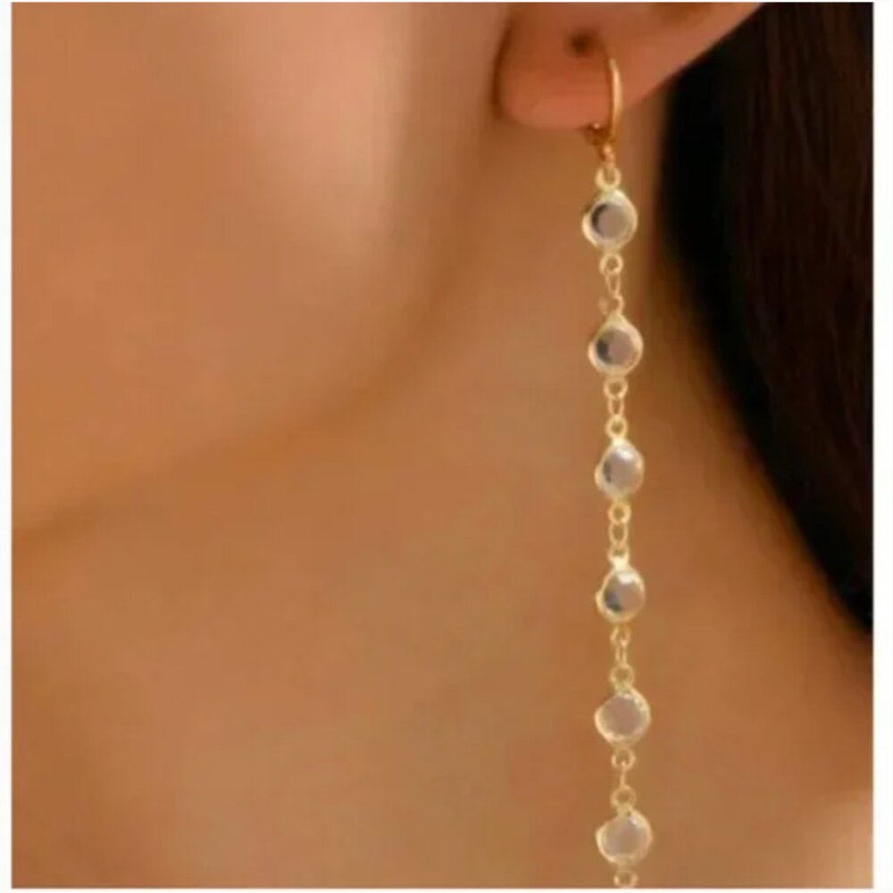 ⭐️❤️ FREE Tiered Clear Circle Baguette Hipster Hippie Stone Chic Boho Earrings